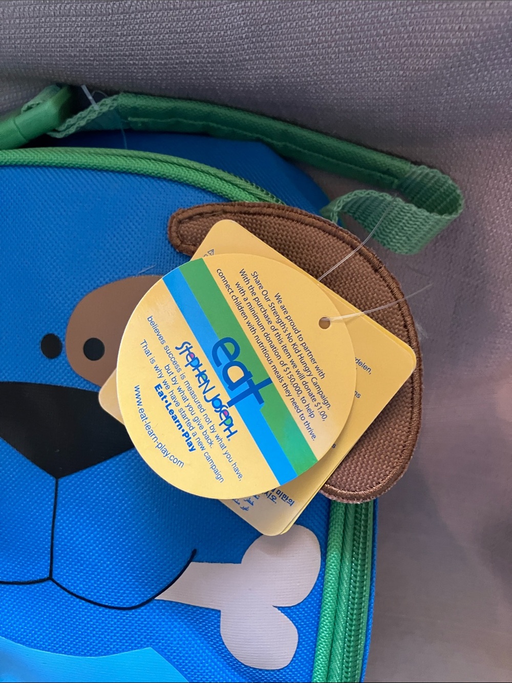 Stephen Joseph Blue Puppy Kids Lunch Bag with Green Trim - Picture 2 of 4